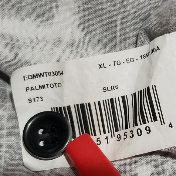 Quicksilver Waterman XL Palm Tree Button Up Collared Shirt Grey White Tropical - Picture 11 of 11